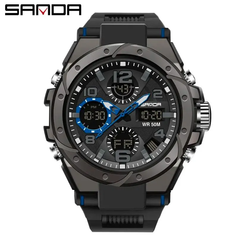 Sanda Silicone Bracelet Watch Men Women Digital Quartz Wristwatch ybb4-07