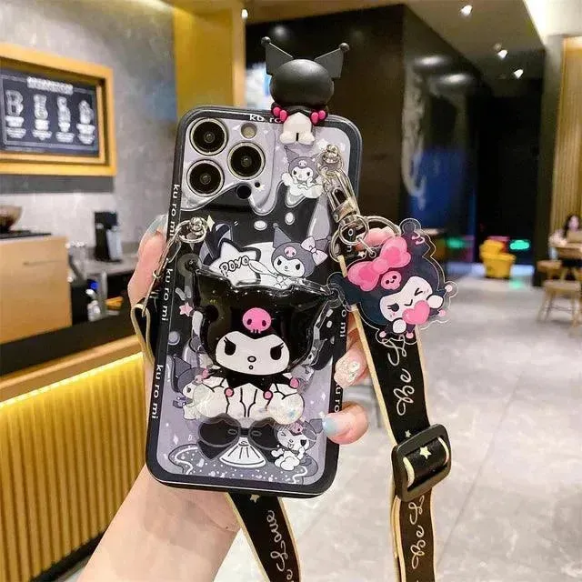 Sanrio Lanyard Figure Stand Case (For iPhones)