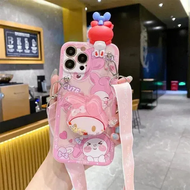 Sanrio Lanyard Figure Stand Case (For iPhones)