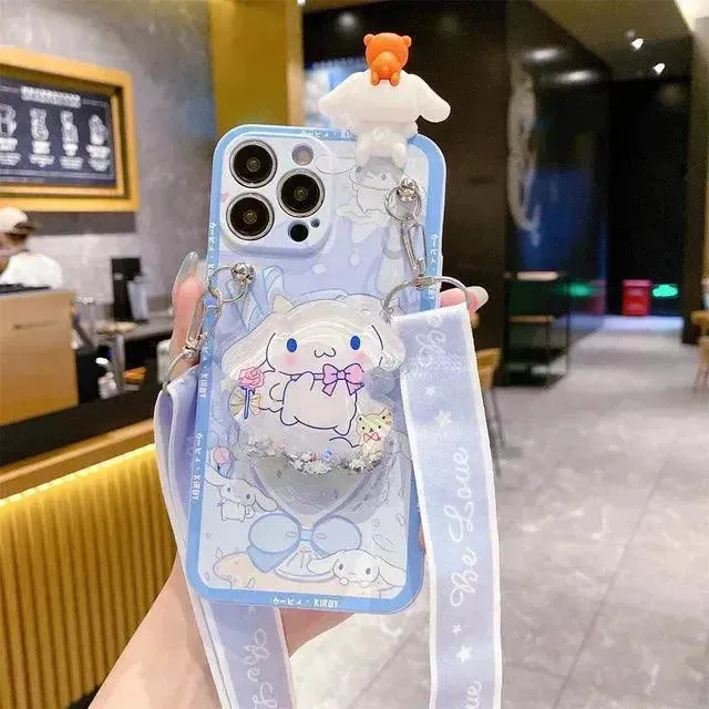 Sanrio Lanyard Figure Stand Case (For iPhones)