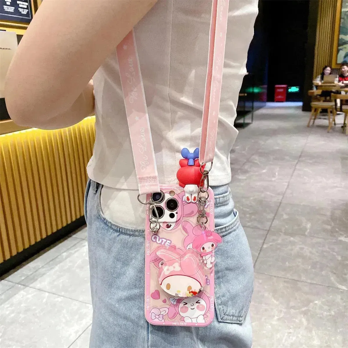 Sanrio Lanyard Figure Stand Case (For iPhones)