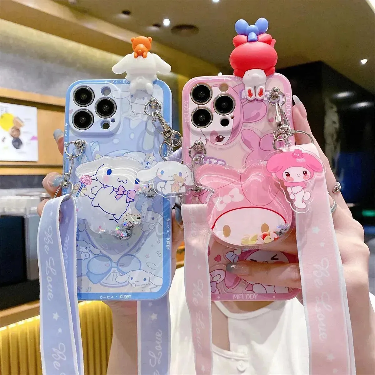 Sanrio Lanyard Figure Stand Case (For iPhones)