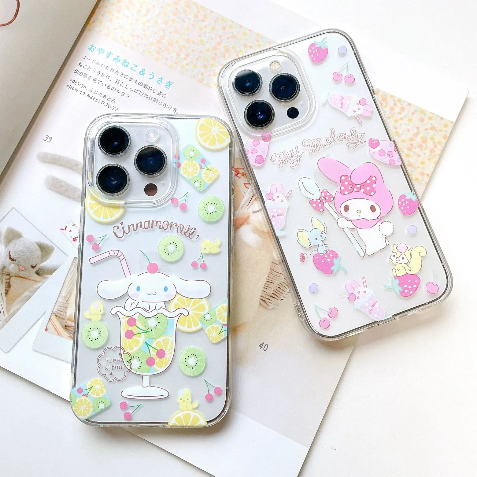 Sanrio Summer Fruit | My Melody Cinnamoroll Pompompurin -  Soft Case iPhone Case 11 12 13 14 15 Pro Promax Plus mini Se