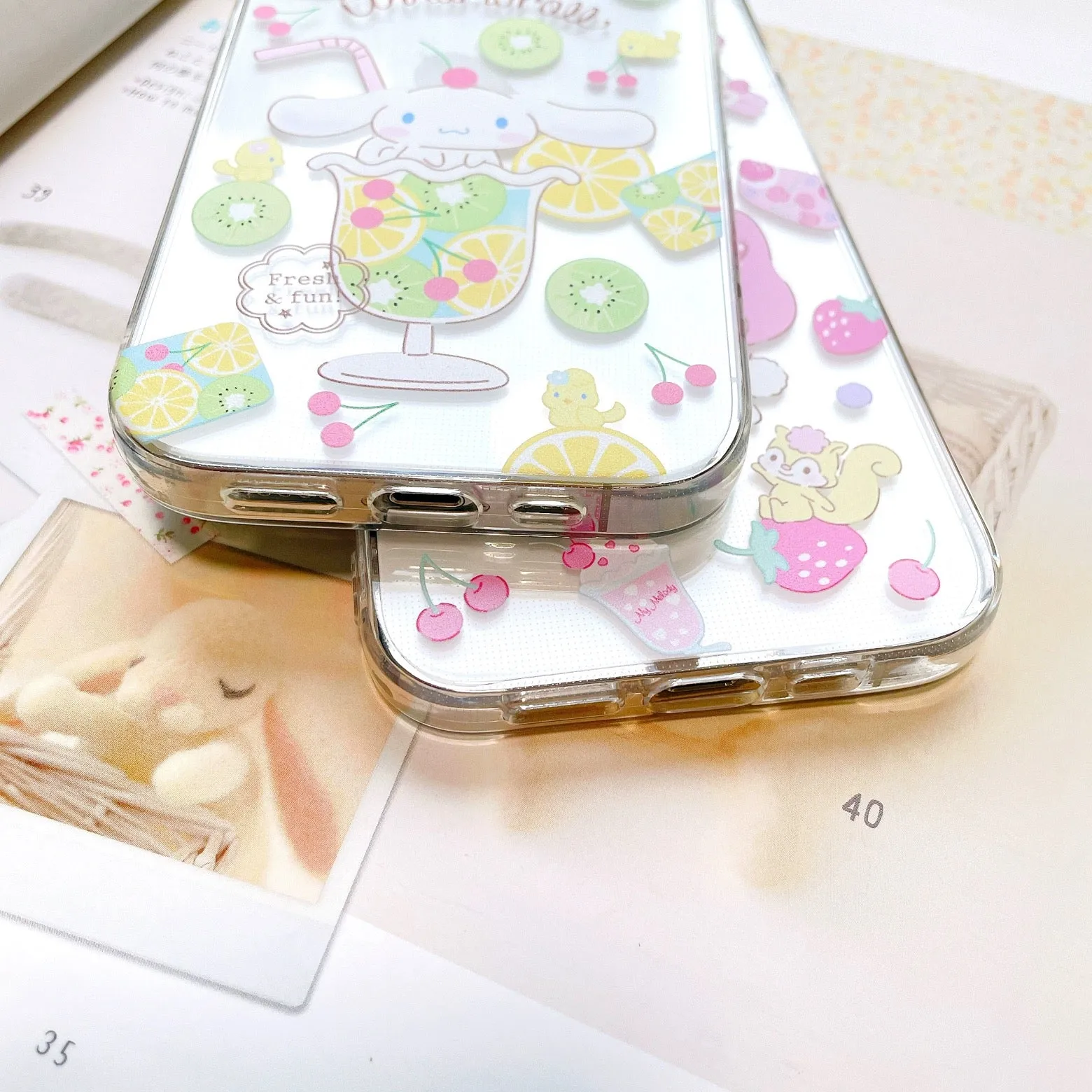 Sanrio Summer Fruit | My Melody Cinnamoroll Pompompurin -  Soft Case iPhone Case 11 12 13 14 15 Pro Promax Plus mini Se