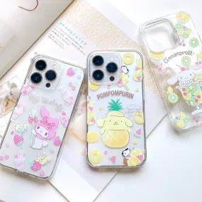 Sanrio Summer Fruit | My Melody Cinnamoroll Pompompurin -  Soft Case iPhone Case 11 12 13 14 15 Pro Promax Plus mini Se