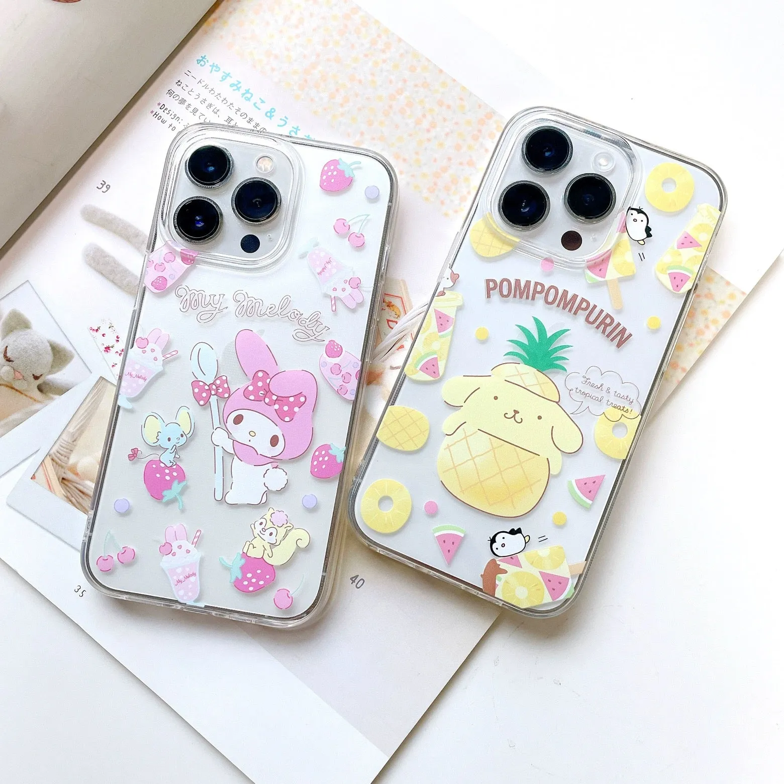 Sanrio Summer Fruit | My Melody Cinnamoroll Pompompurin -  Soft Case iPhone Case 11 12 13 14 15 Pro Promax Plus mini Se