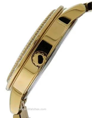 Seiko Ladies Solar Recraft Swarovski Crystal Day/Date Watch - Gold-Tone - MOP