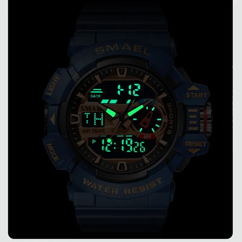 SMAEL Military Men's Sport Watch Waterproof Wristwatch Stopwatch Alarm LED Light Digital Watches