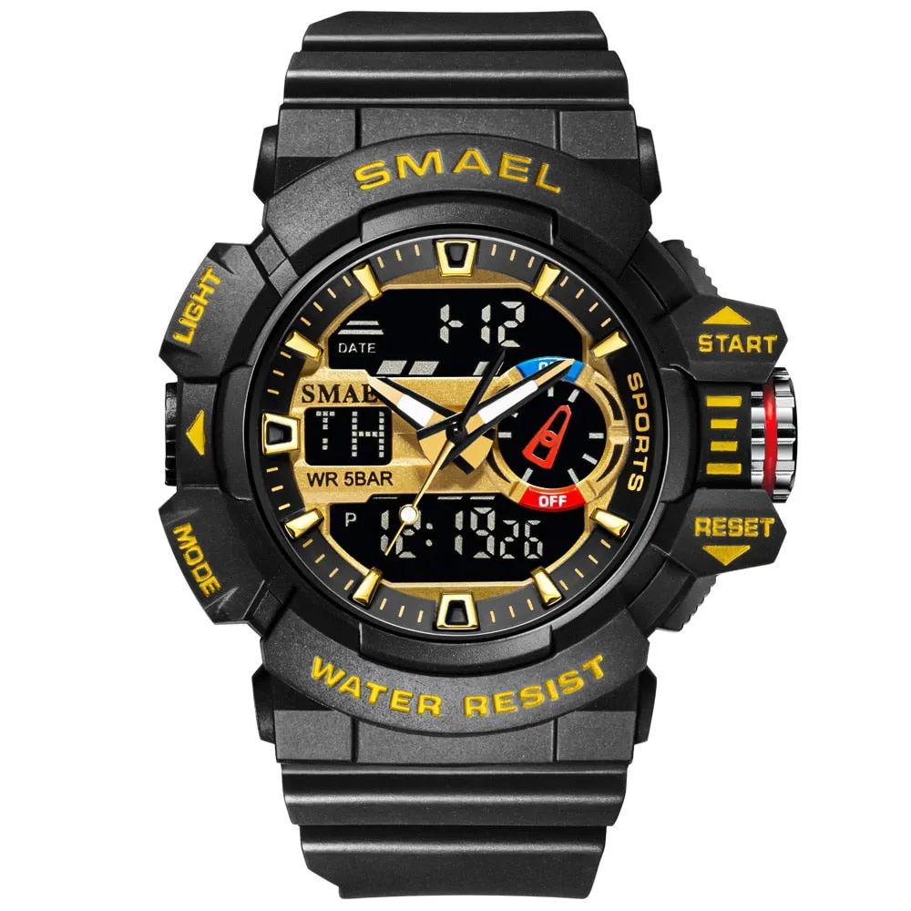 SMAEL Military Men's Sport Watch Waterproof Wristwatch Stopwatch Alarm LED Light Digital Watches