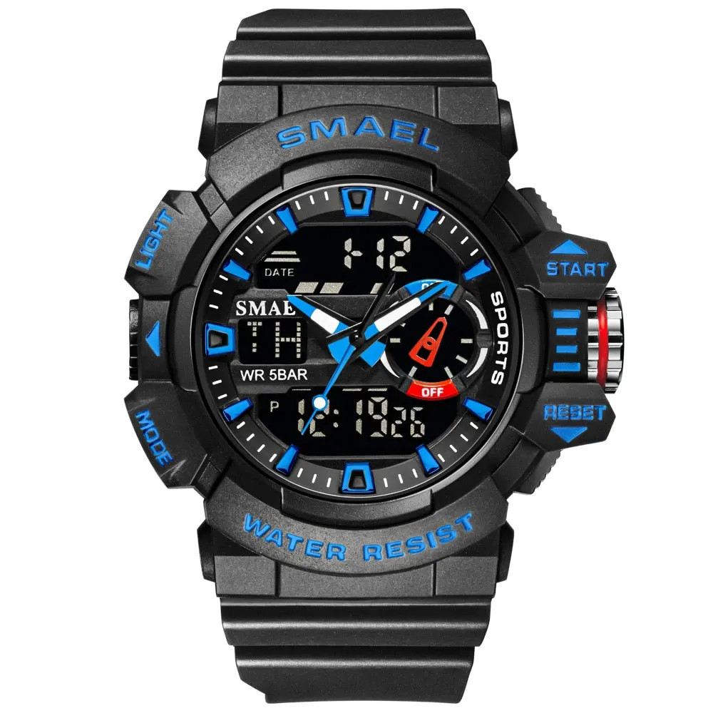 SMAEL Military Men's Sport Watch Waterproof Wristwatch Stopwatch Alarm LED Light Digital Watches