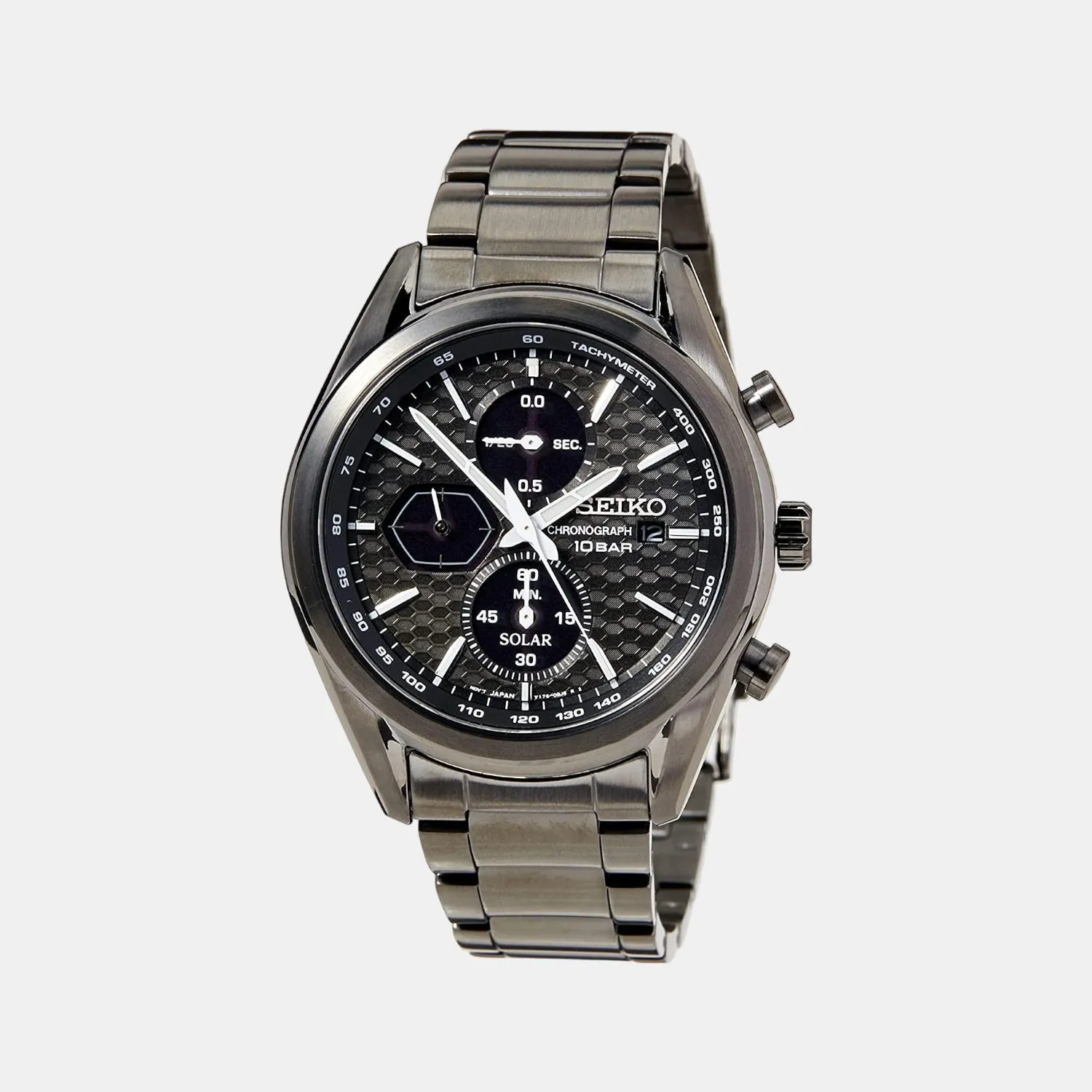 Solar Men's Black Chronograph Stainless Steel Watch SSC773P1