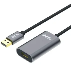 UNITEK 30m USB-A 2.0 Aluminium Extension Cable with Durable Gold-plated Connectors. Perfect for Extending USB Connection to PC, Printer, Camera, Keyboard etc.