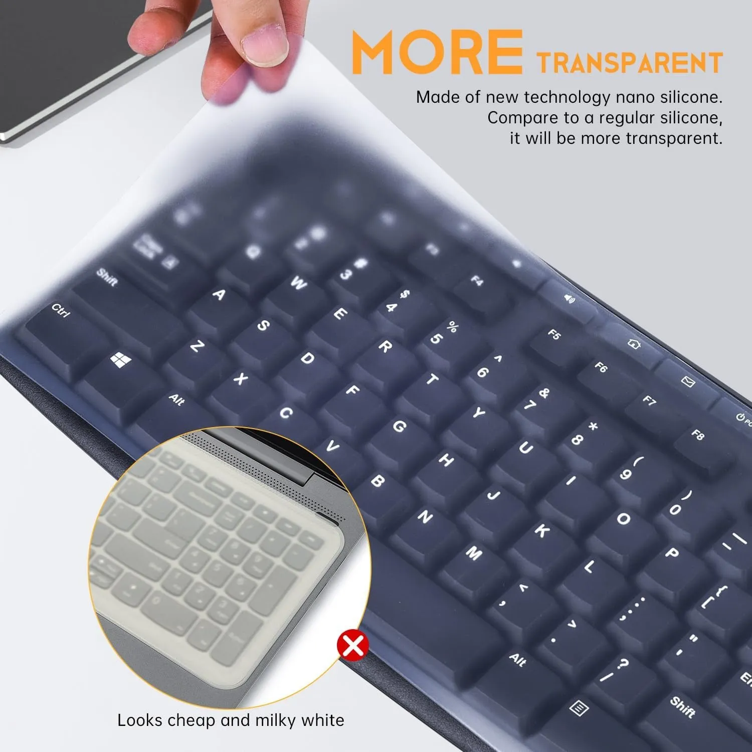 Universal Clear Waterproof Anti-Dust Silicone Keyboard Protector Cover Skin for Standard Size PC Computer Desktop Keyboards (Size: 17.52" X 5.51")