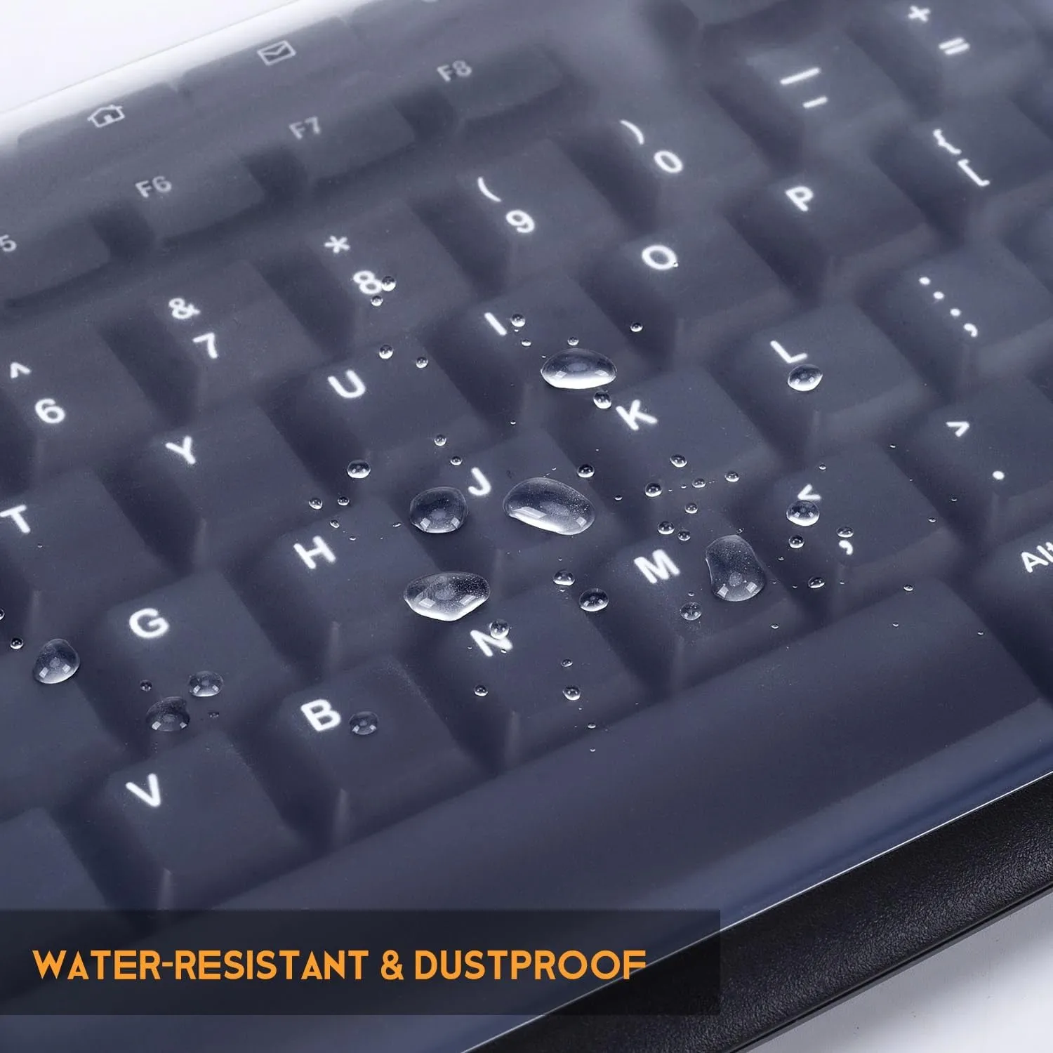 Universal Clear Waterproof Anti-Dust Silicone Keyboard Protector Cover Skin for Standard Size PC Computer Desktop Keyboards (Size: 17.52" X 5.51")