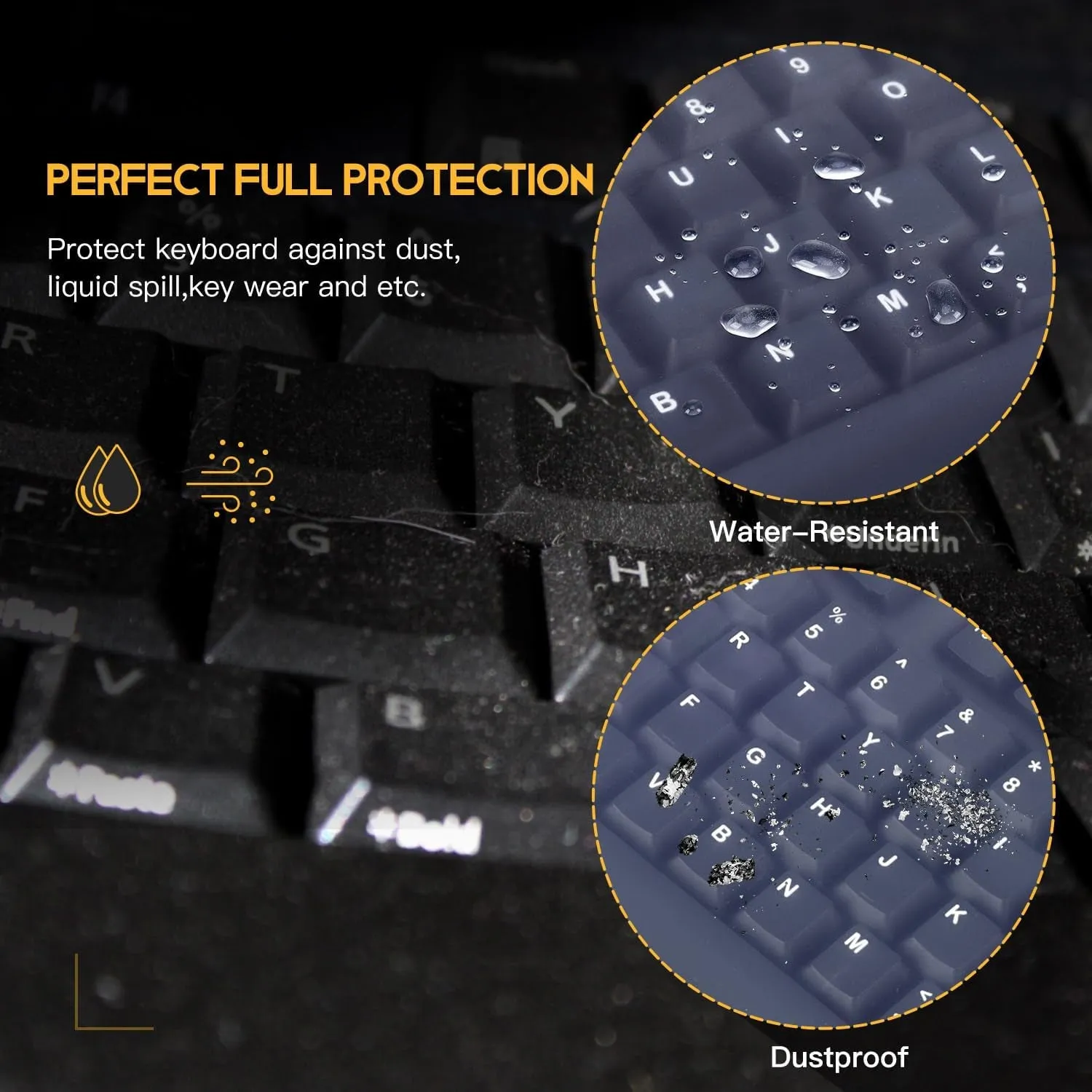 Universal Clear Waterproof Anti-Dust Silicone Keyboard Protector Cover Skin for Standard Size PC Computer Desktop Keyboards (Size: 17.52" X 5.51")