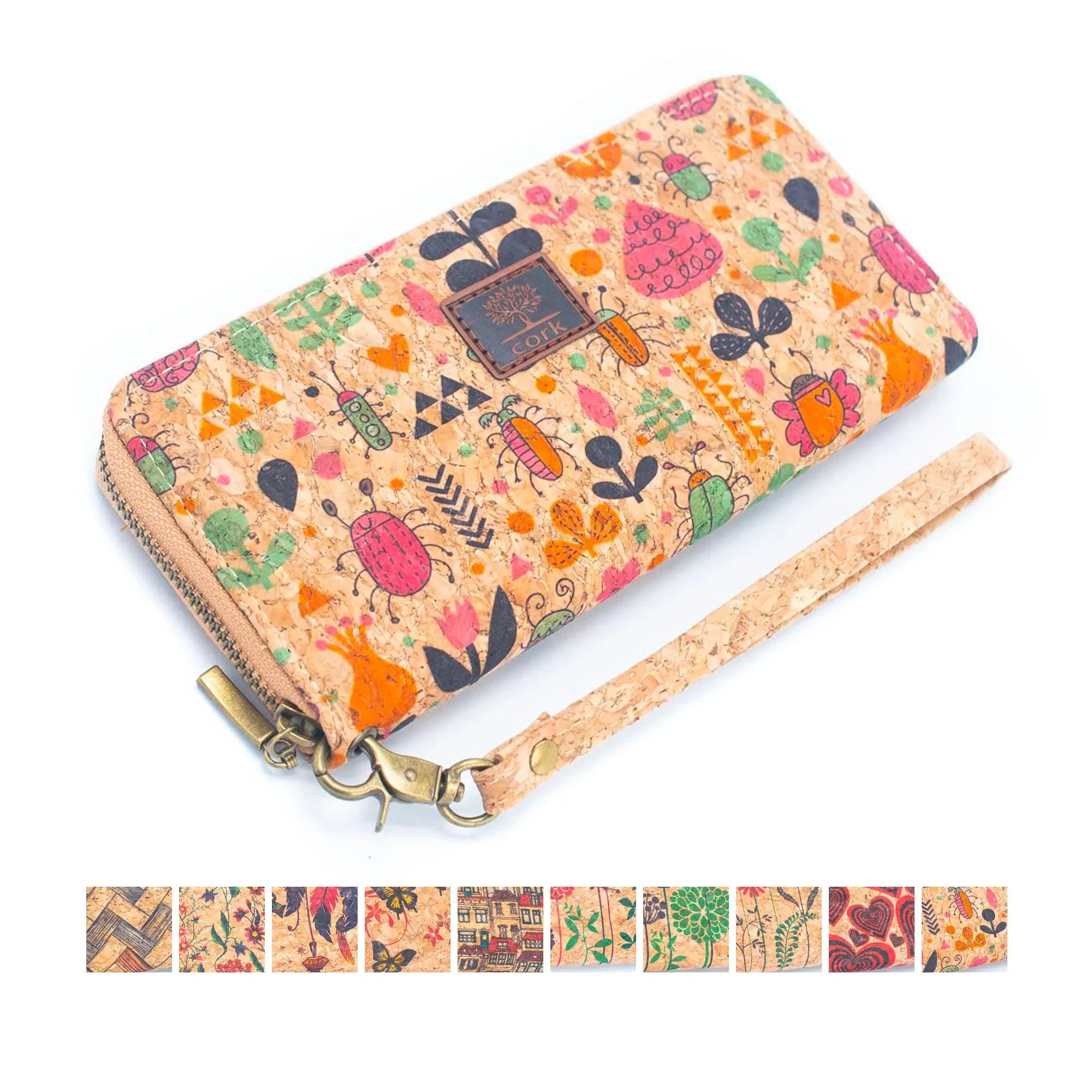 Various patterns natural cork women zipper card wallet BAG-2235