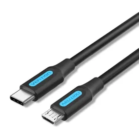 Vention USB 2.0 C Male to Micro-B Male 2A Data Cable with High Speed Interface for Camera, Computer, Smartphones, MP3 (Available in 1M, 1.5M) | COVBF, COVBG