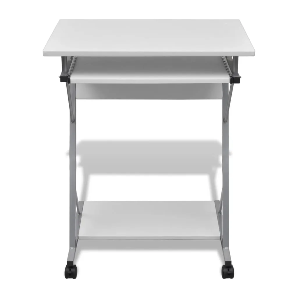 vidaXL Compact Computer Desk with Pull-out Keyboard Tray White