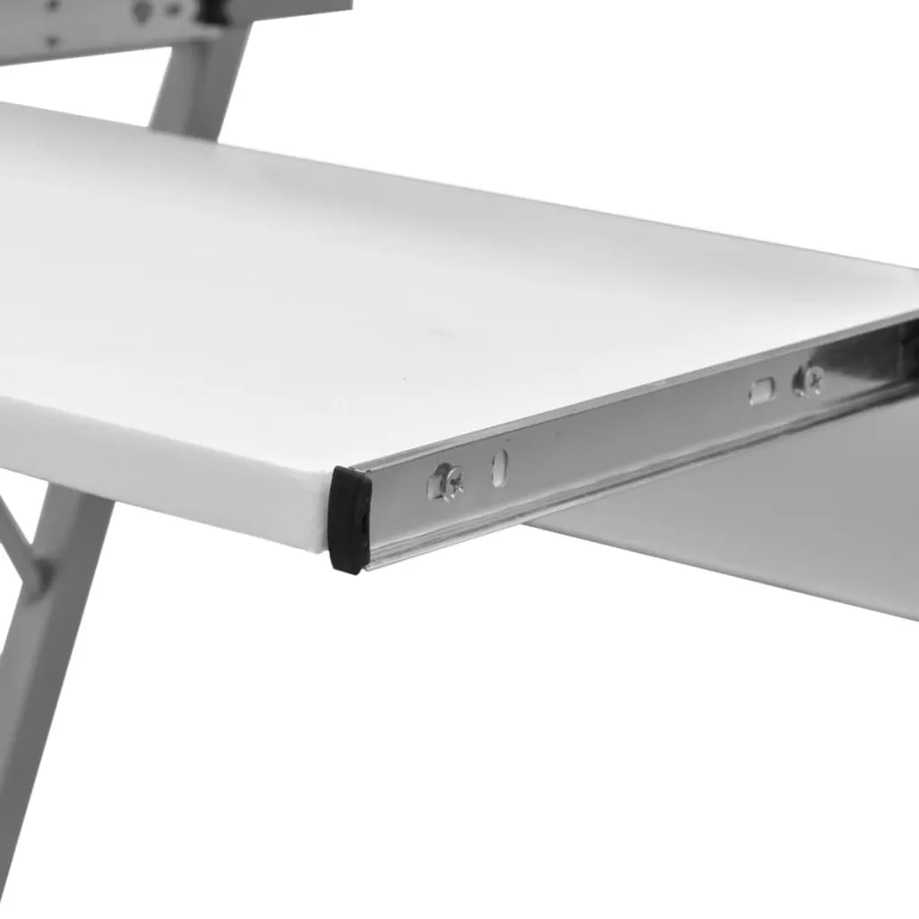 vidaXL Compact Computer Desk with Pull-out Keyboard Tray White