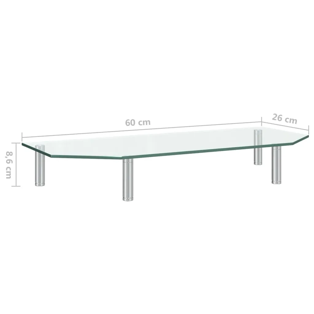 vidaXL Monitor Stand 60x26x8.6 cm Transparent Glass