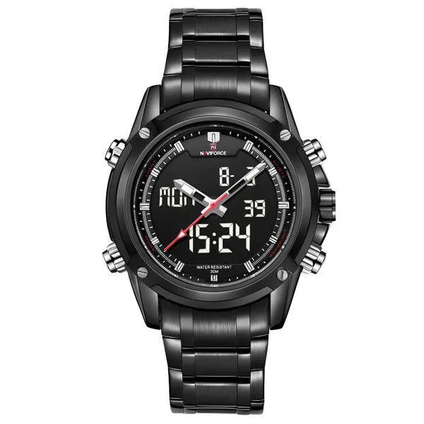 Watches men NAVIFORCE brand Sport Full Steel Digital LED watch reloj hombre Army Military wristwatch