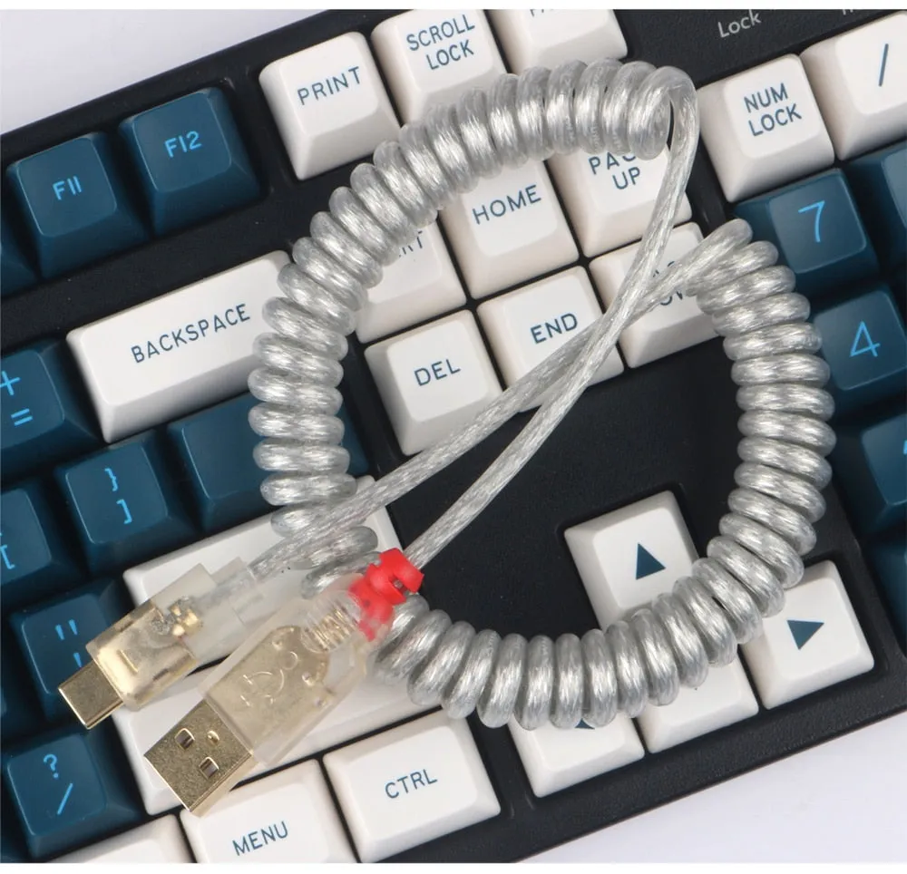 [Wholesale] LINDY type c Cable wire Mechanical Keyboard Silver coiled gold plating usb a to usb c