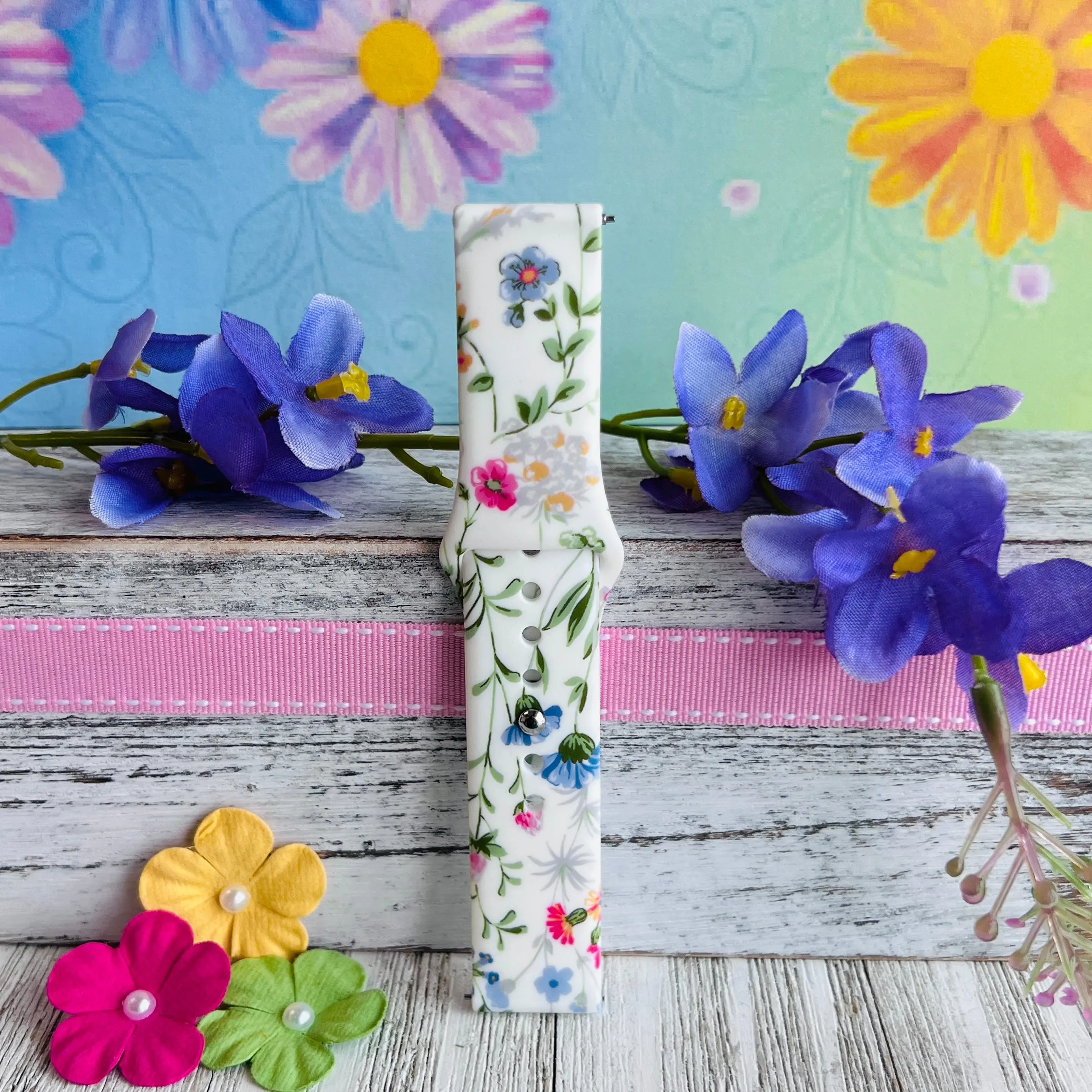 Wild Flowers Print Silicone Band For Samsung Watch