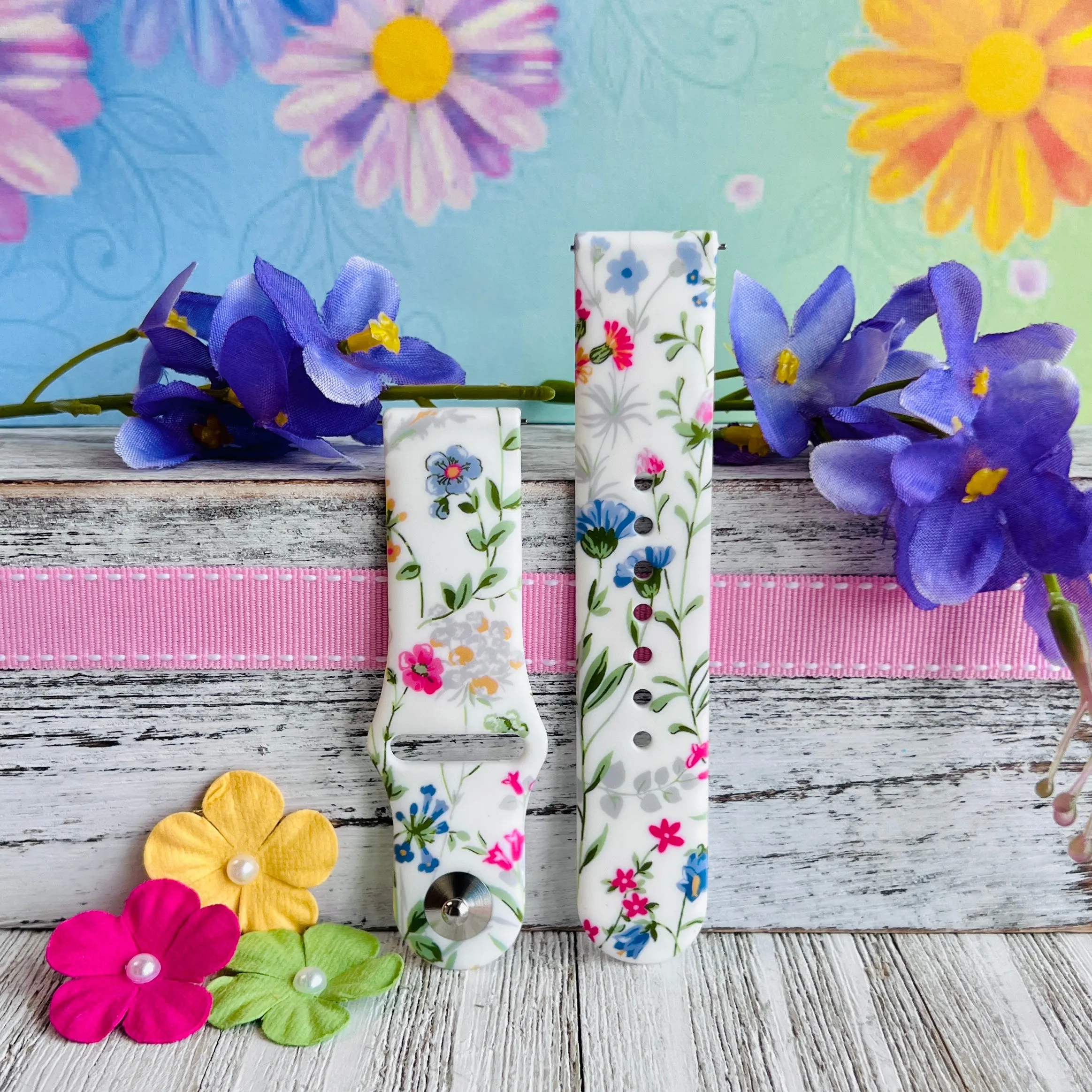 Wild Flowers Print Silicone Band For Samsung Watch