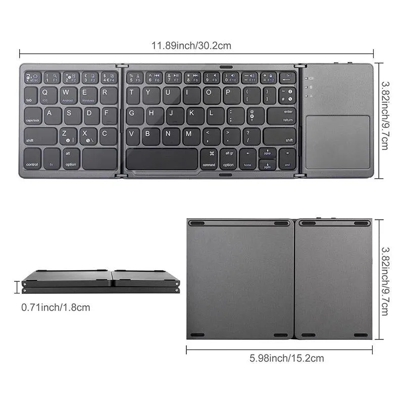 Wireless Foldable Keyboard with Touchpad