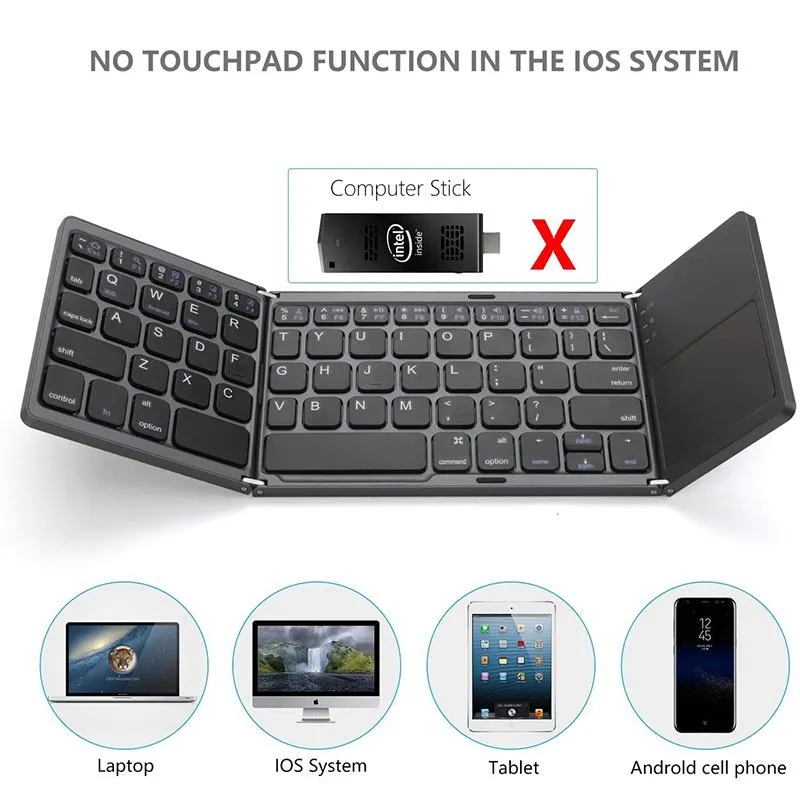 Wireless Foldable Keyboard with Touchpad