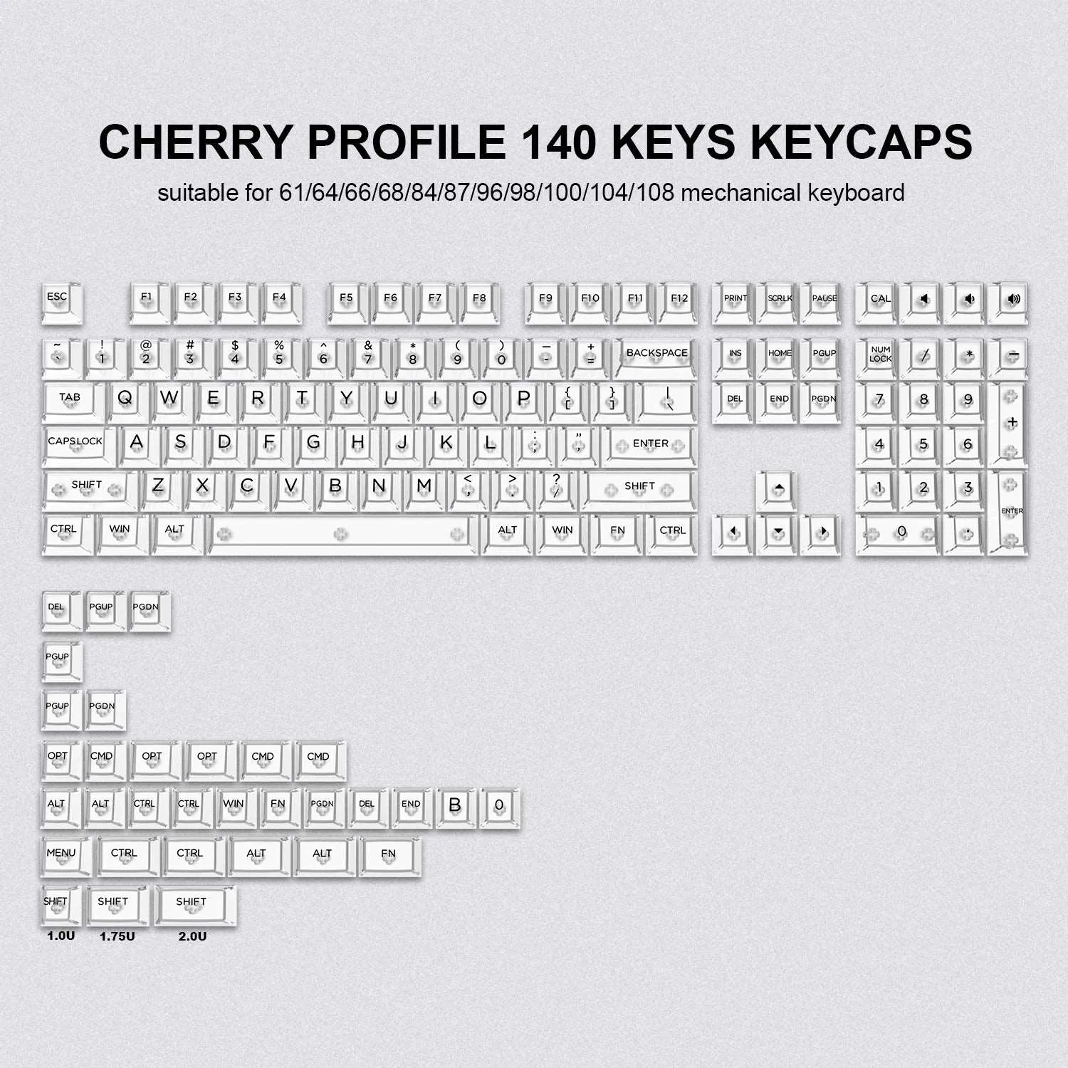 XVX Clear Translucent Cherry Profile Keycap Full Set (140-Key 2 Colors)