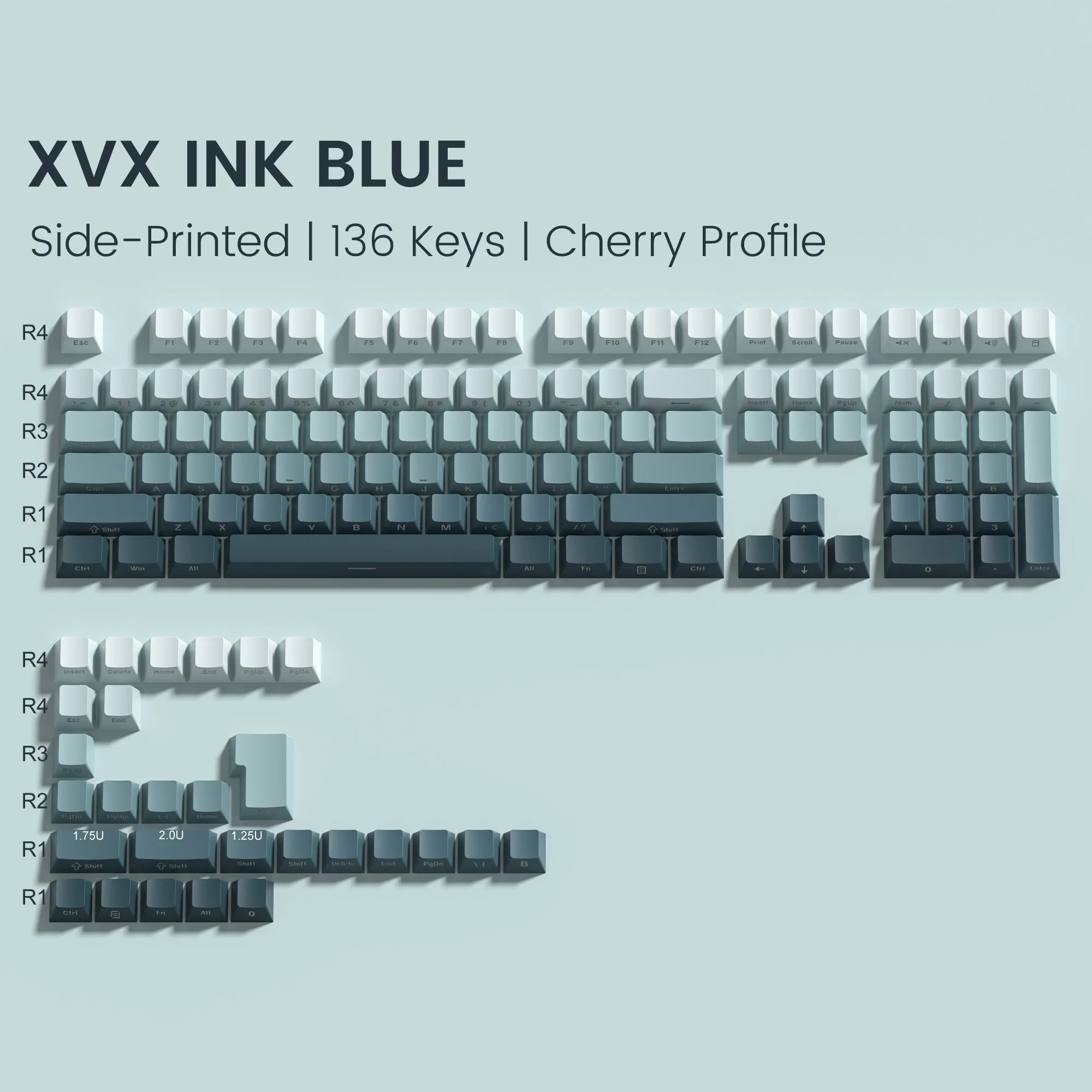 XVX Gradient Series 136-Key Side-Printed Cherry Profile Keycap (8 Colors)