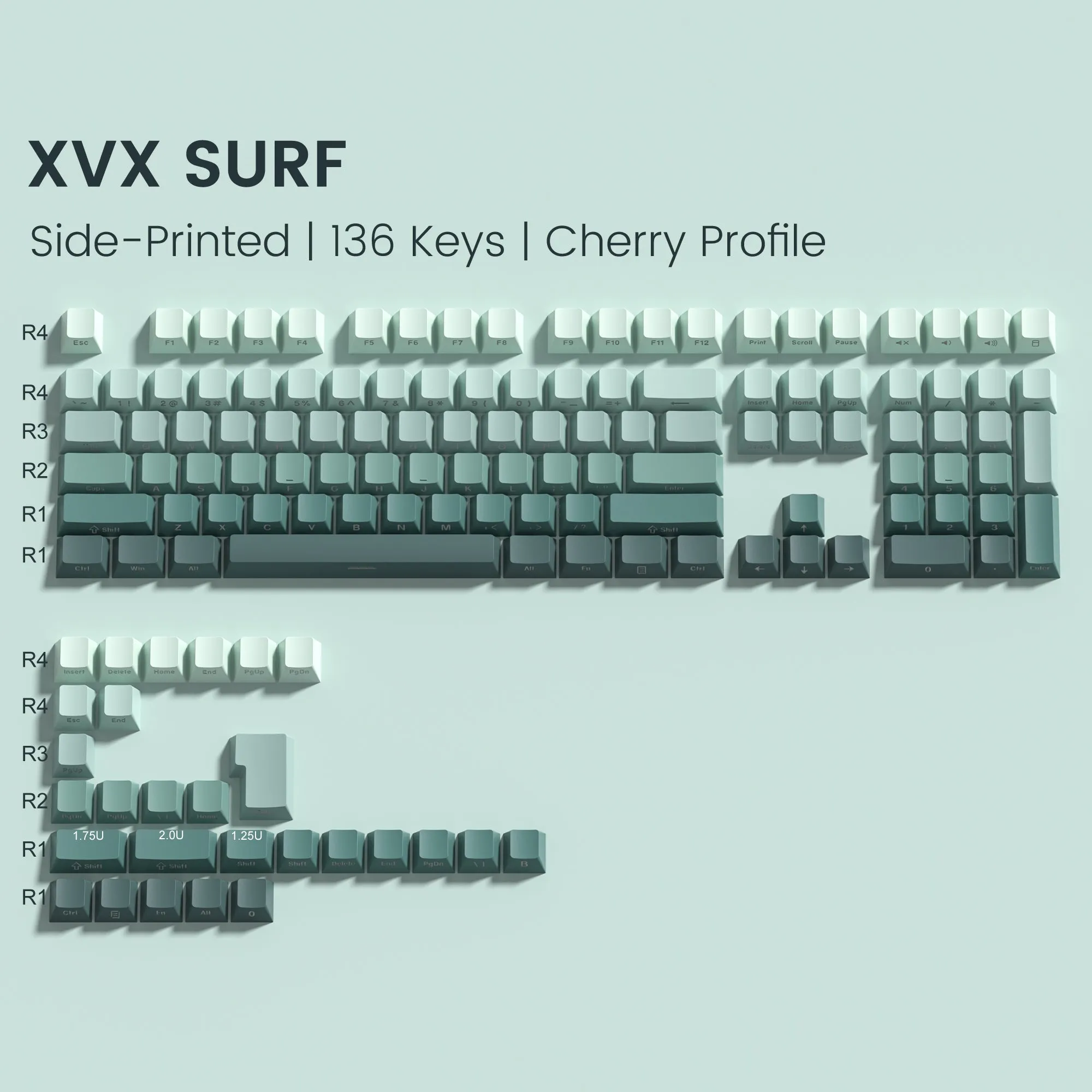 XVX Gradient Series 136-Key Side-Printed Cherry Profile Keycap (8 Colors)