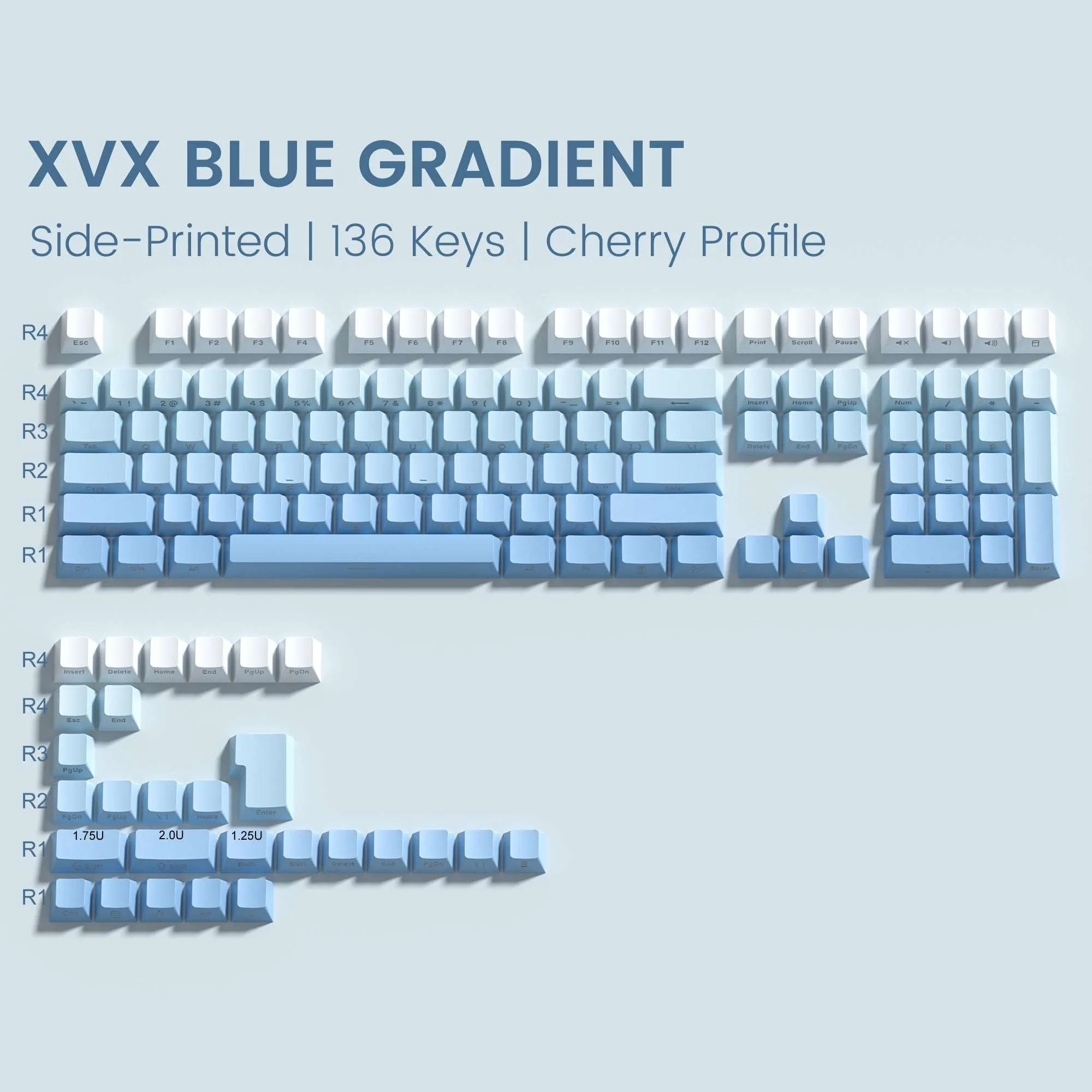 XVX Gradient Series 136-Key Side-Printed Cherry Profile Keycap (8 Colors)