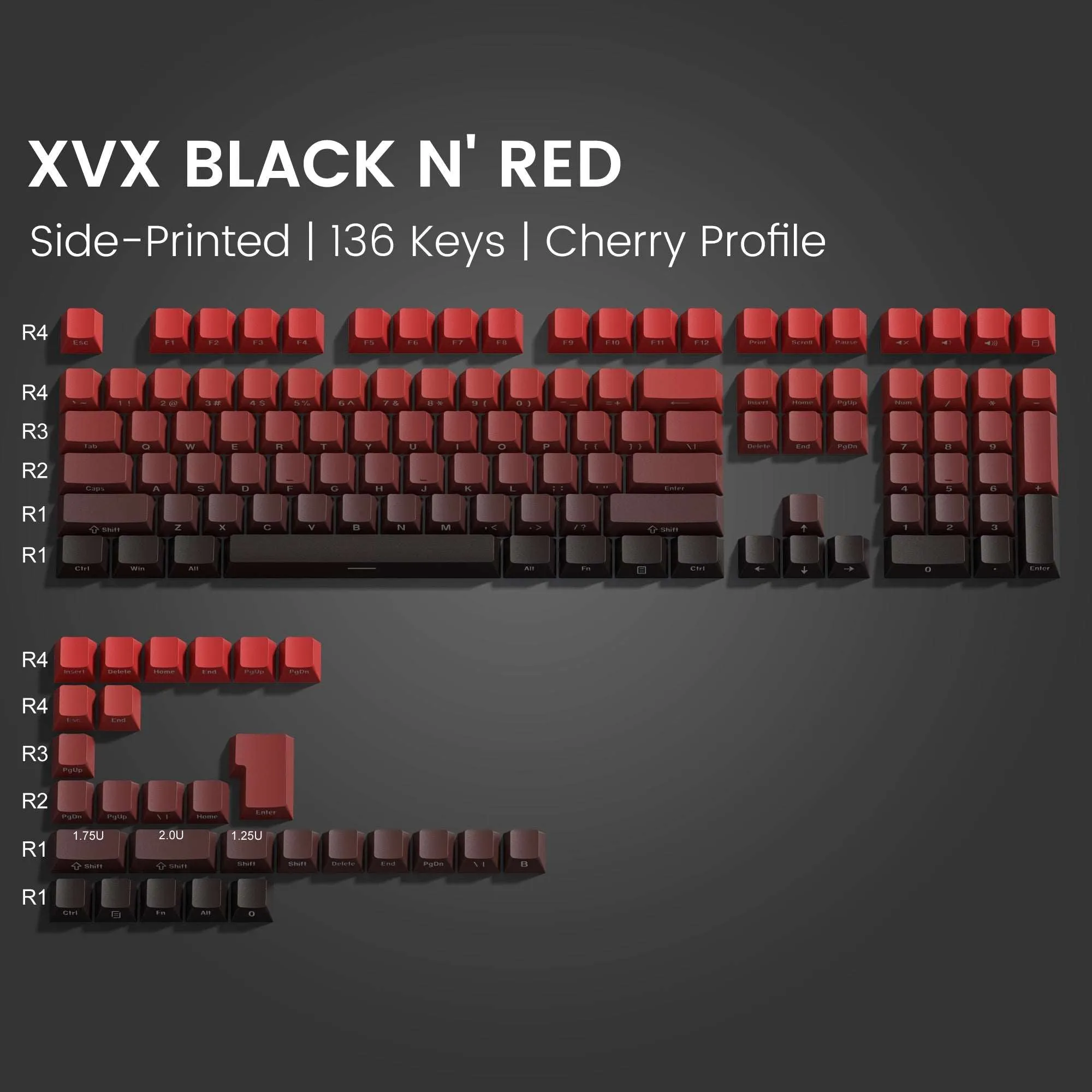 XVX Gradient Series 136-Key Side-Printed Cherry Profile Keycap (8 Colors)