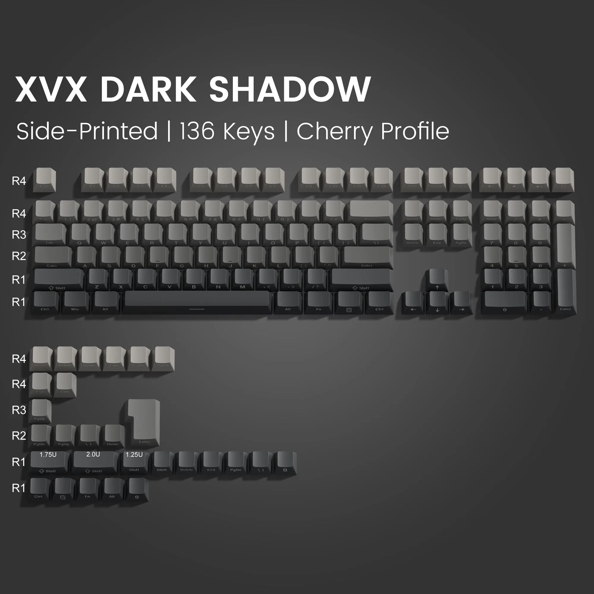 XVX Gradient Series 136-Key Side-Printed Cherry Profile Keycap (8 Colors)