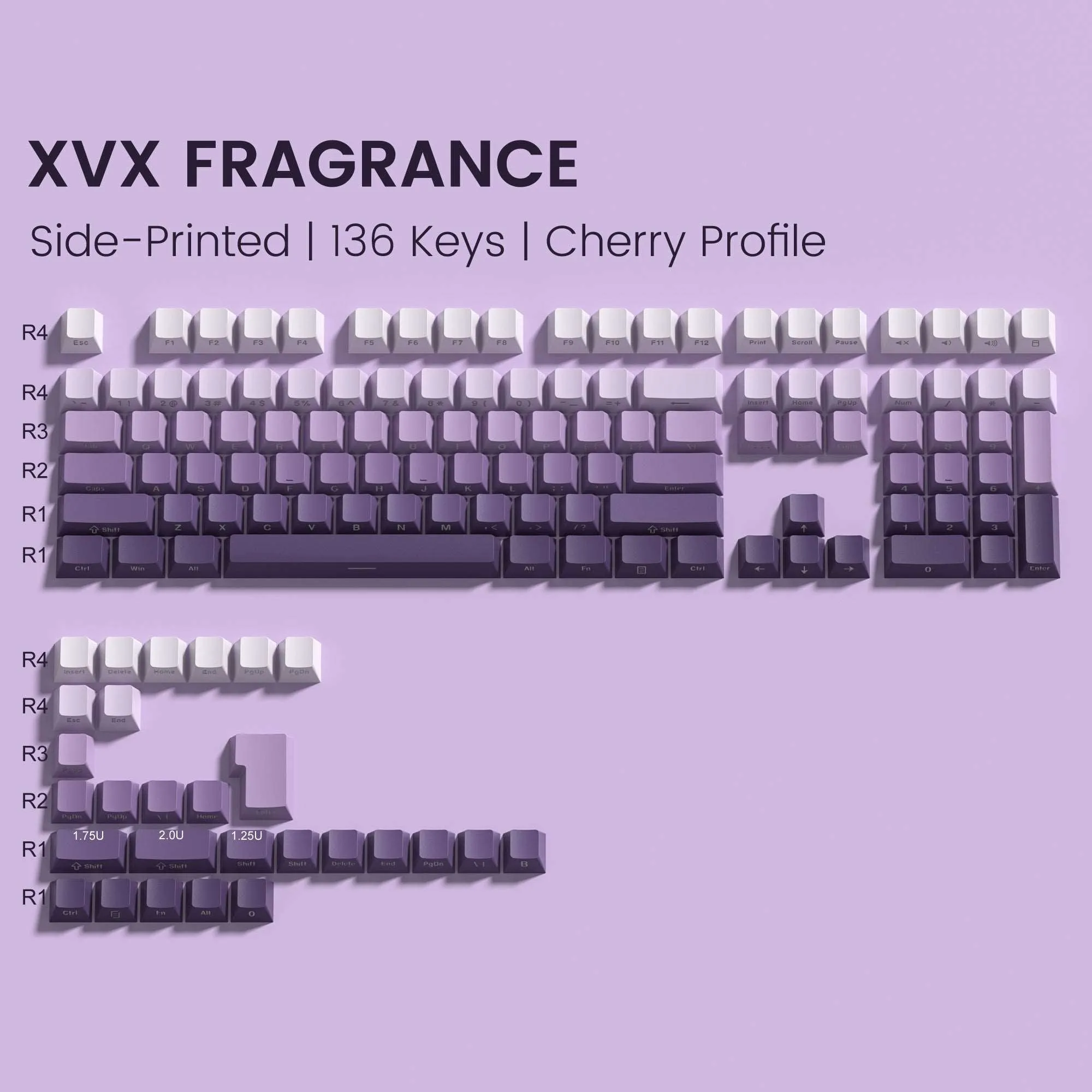 XVX Gradient Series 136-Key Side-Printed Cherry Profile Keycap (8 Colors)