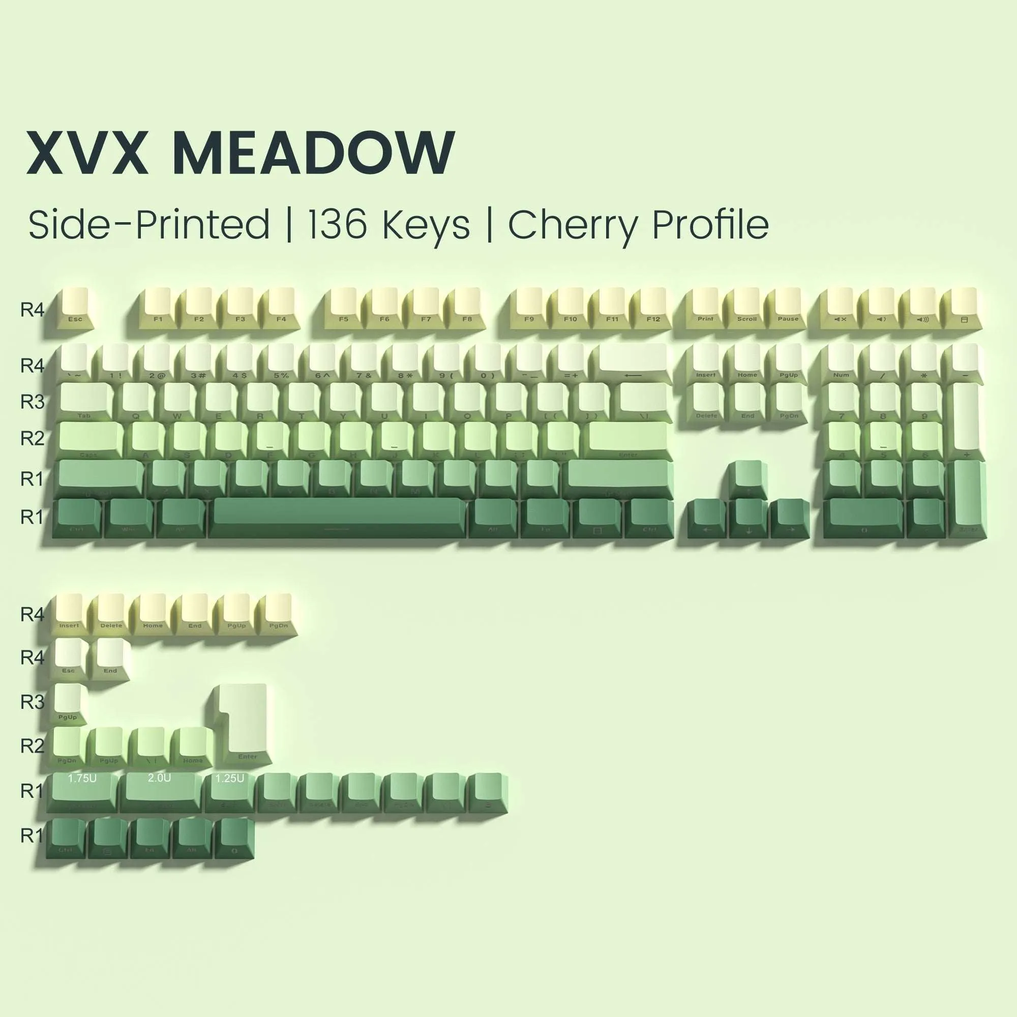 XVX Gradient Series 136-Key Side-Printed Cherry Profile Keycap (8 Colors)