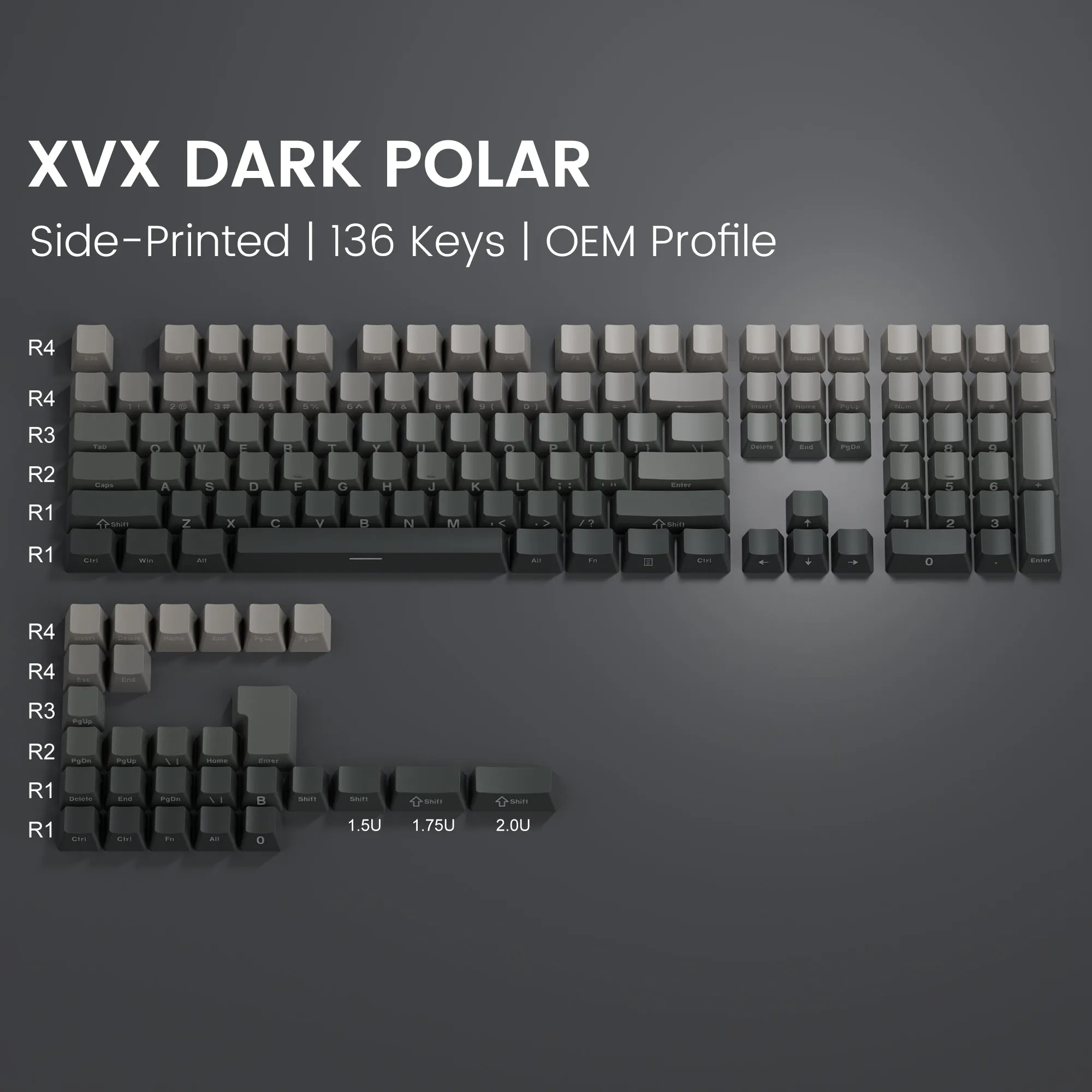 XVX Gradient Series 136-Key Side-Printed OEM Profile Keycap (7 Colors)