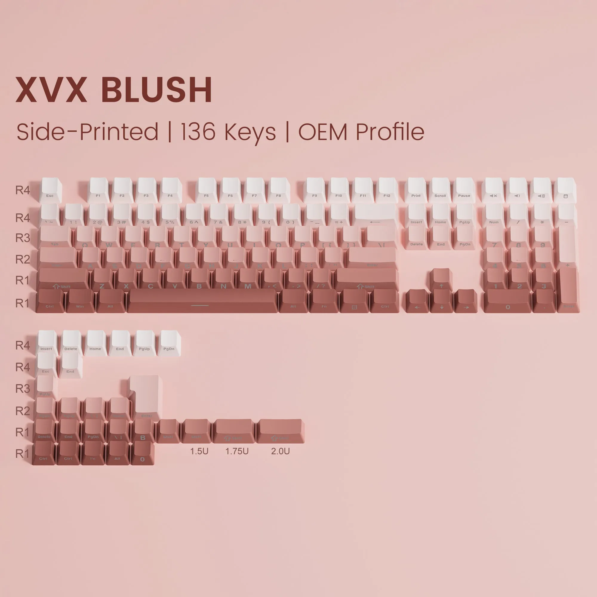 XVX Gradient Series 136-Key Side-Printed OEM Profile Keycap (7 Colors)