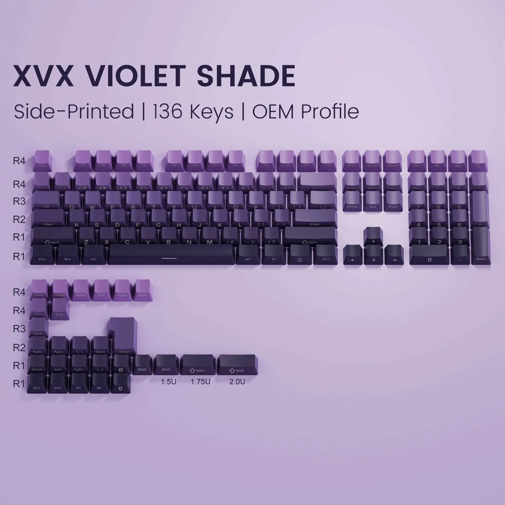 XVX Gradient Series 136-Key Side-Printed OEM Profile Keycap (7 Colors)