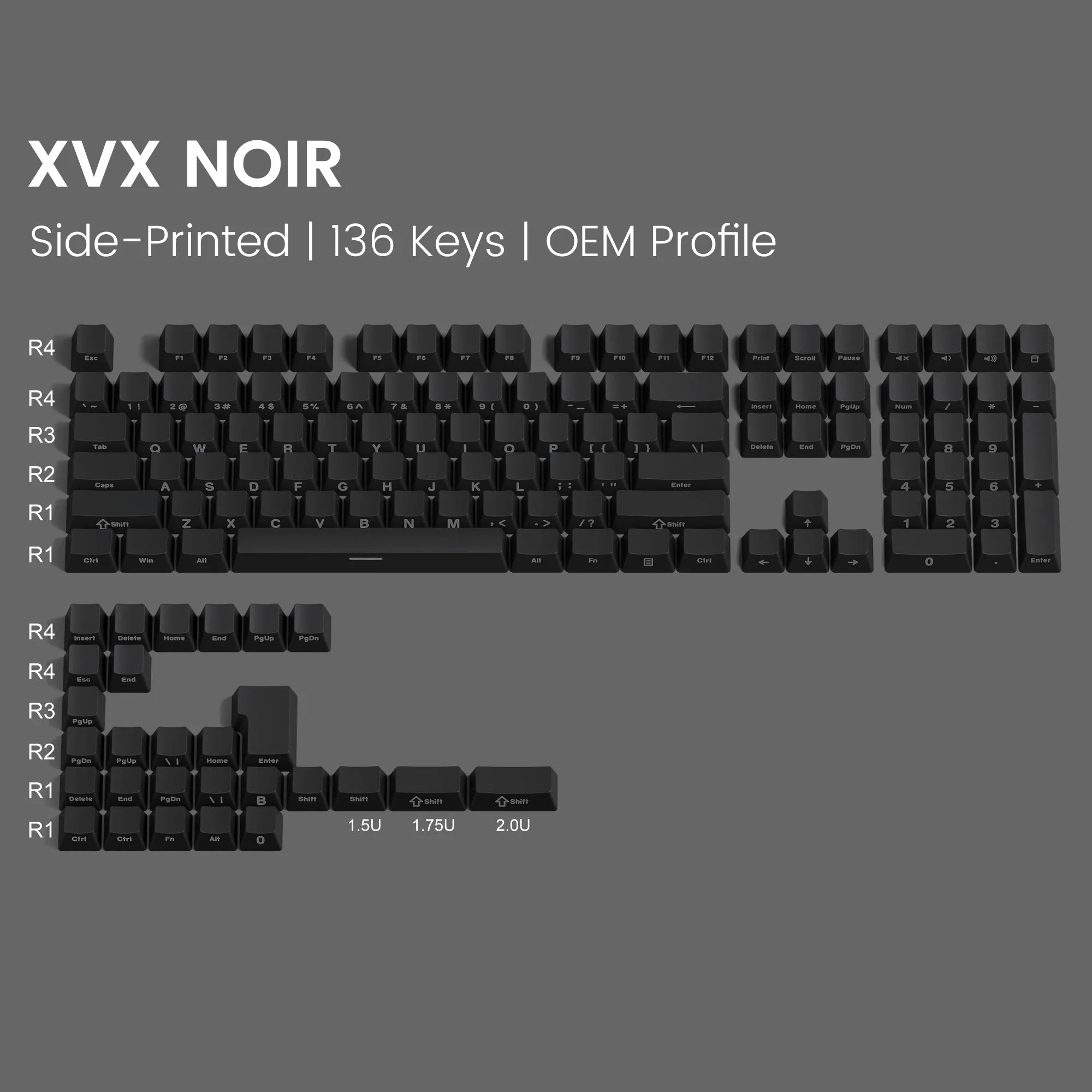 XVX Gradient Series 136-Key Side-Printed OEM Profile Keycap (7 Colors)