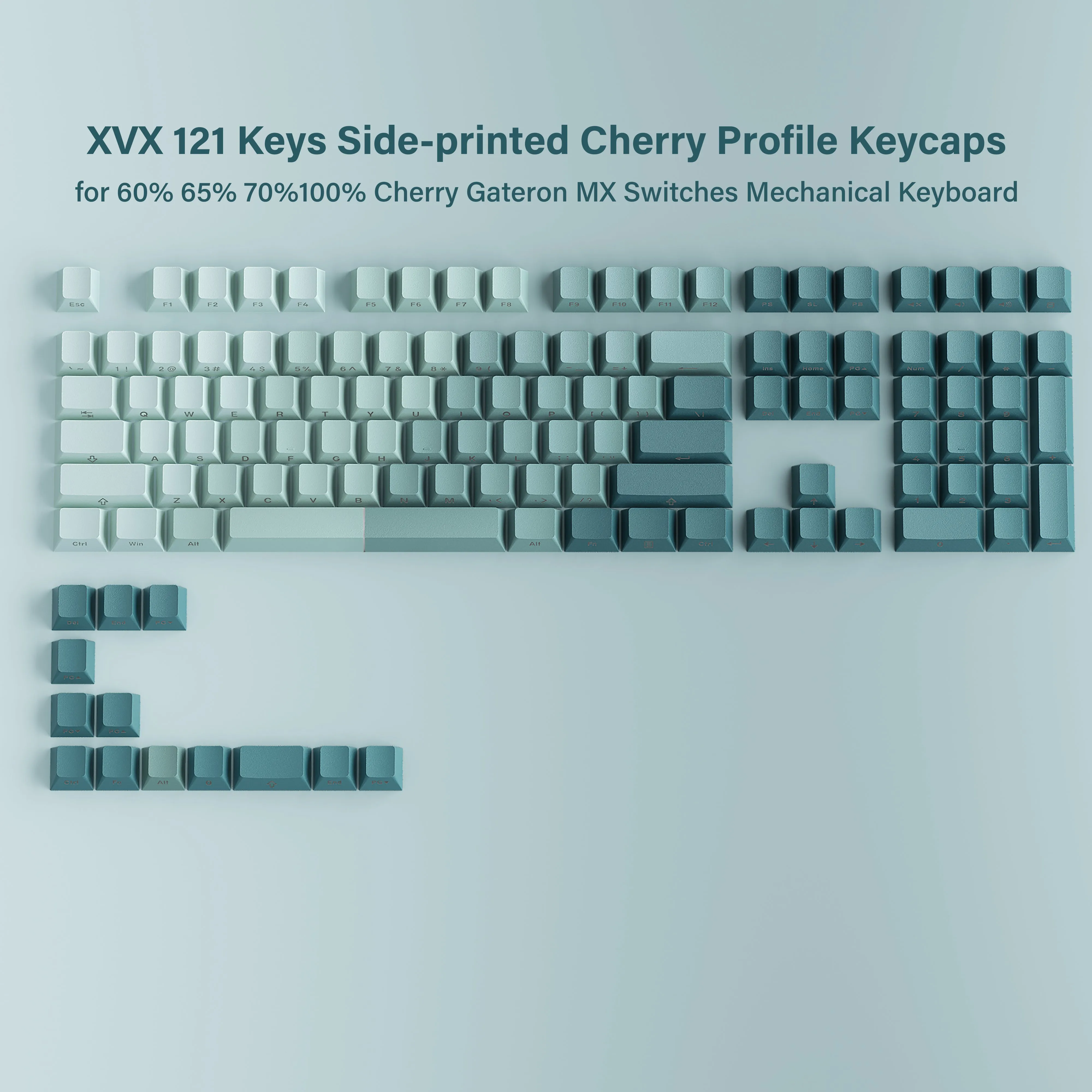 XVX Gradient X-axis Series 121-Key Side-Printed Cherry Profile Keycap (5 Colors)