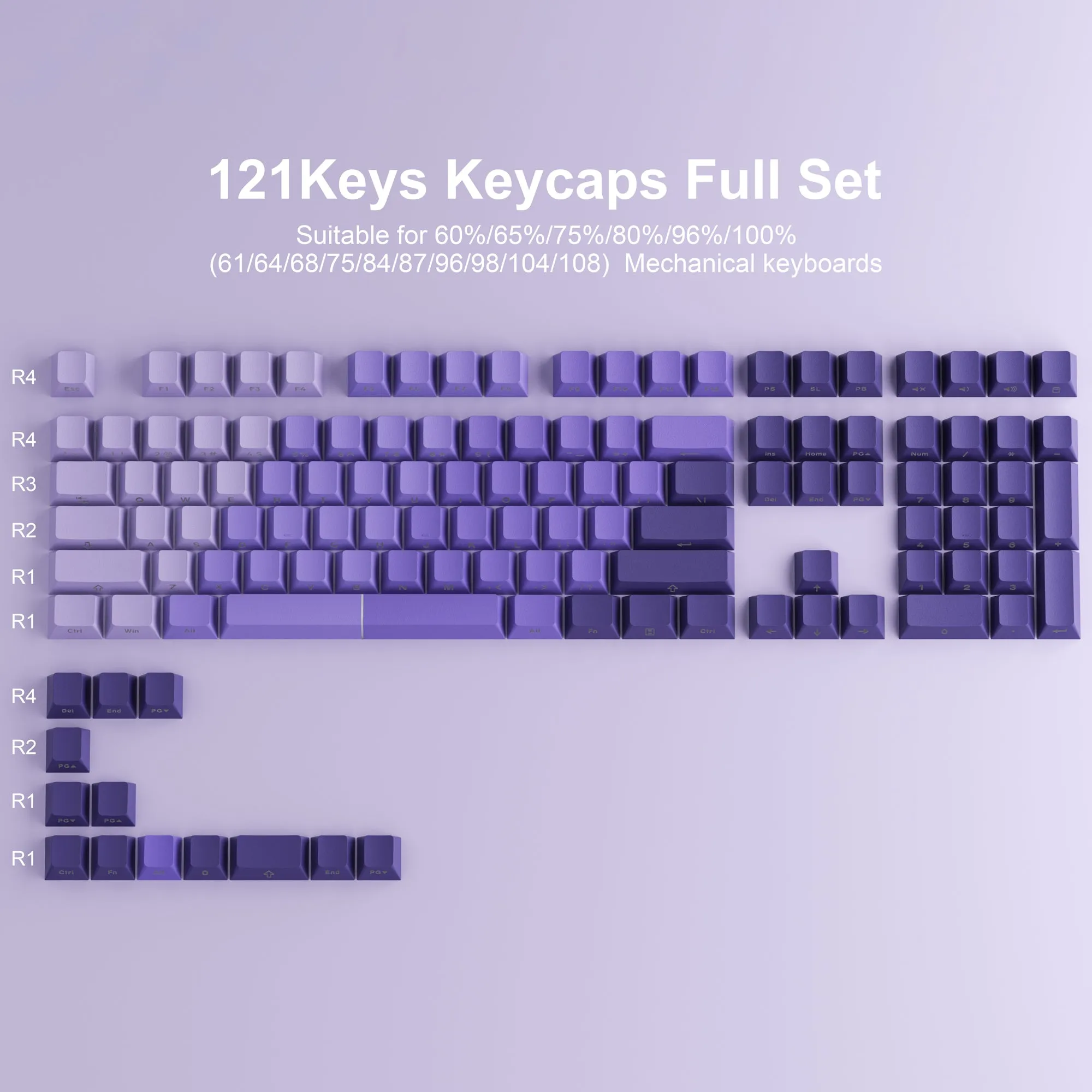 XVX Gradient X-axis Series 121-Key Side-Printed Cherry Profile Keycap (5 Colors)