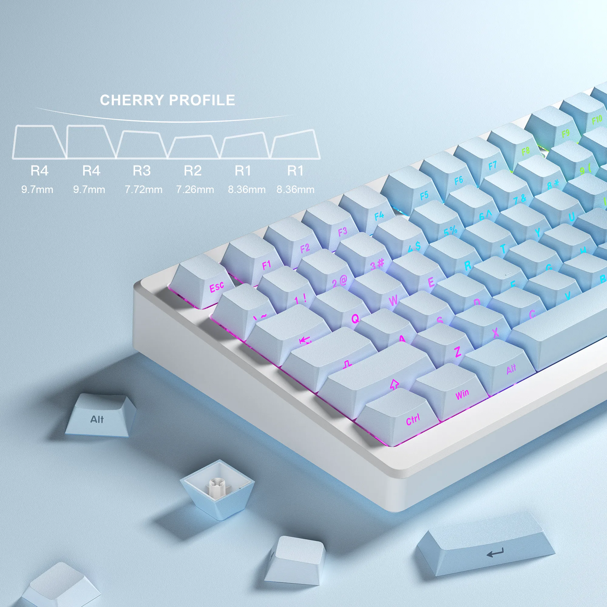 XVX Gradient X-axis Series 121-Key Side-Printed Cherry Profile Keycap (5 Colors)