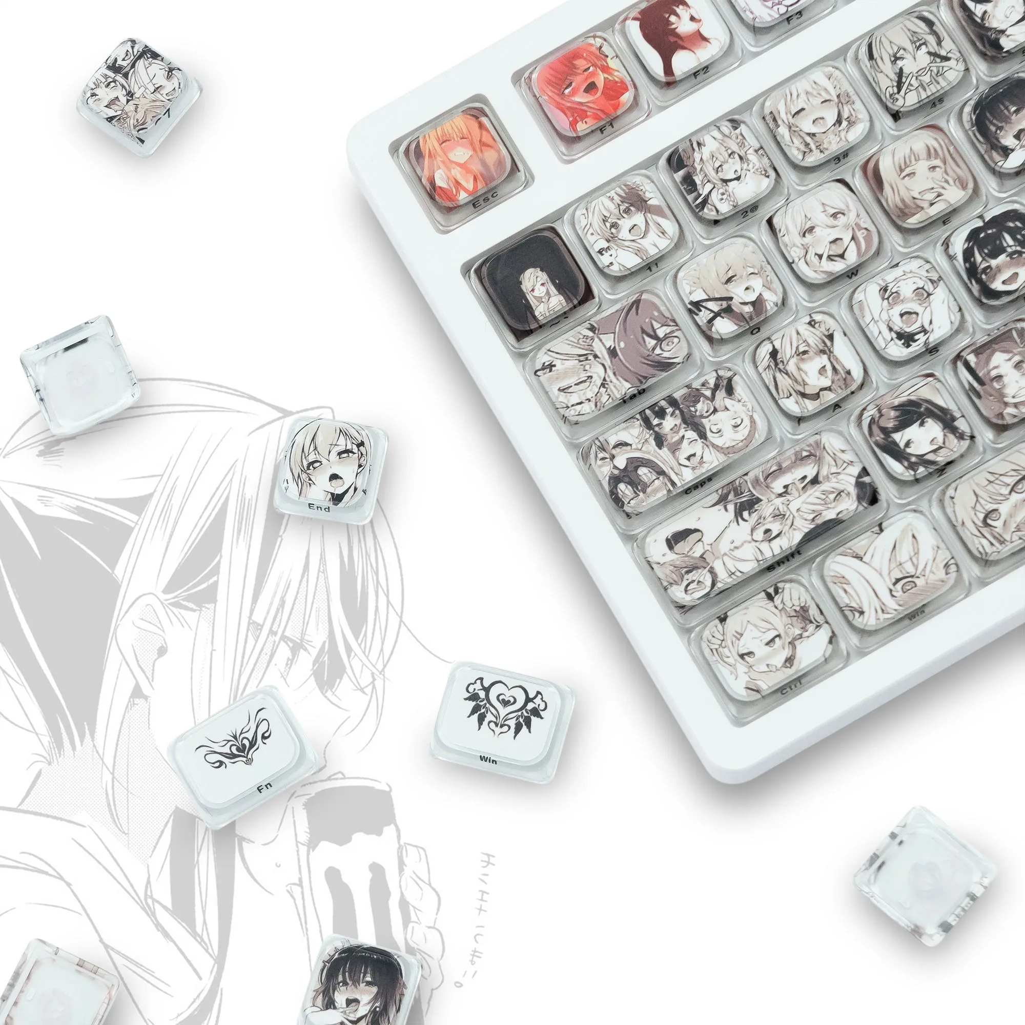 XVX Japanese Anime Theme Low Profile Side-Printed Legend Keycaps Set（118-keys）