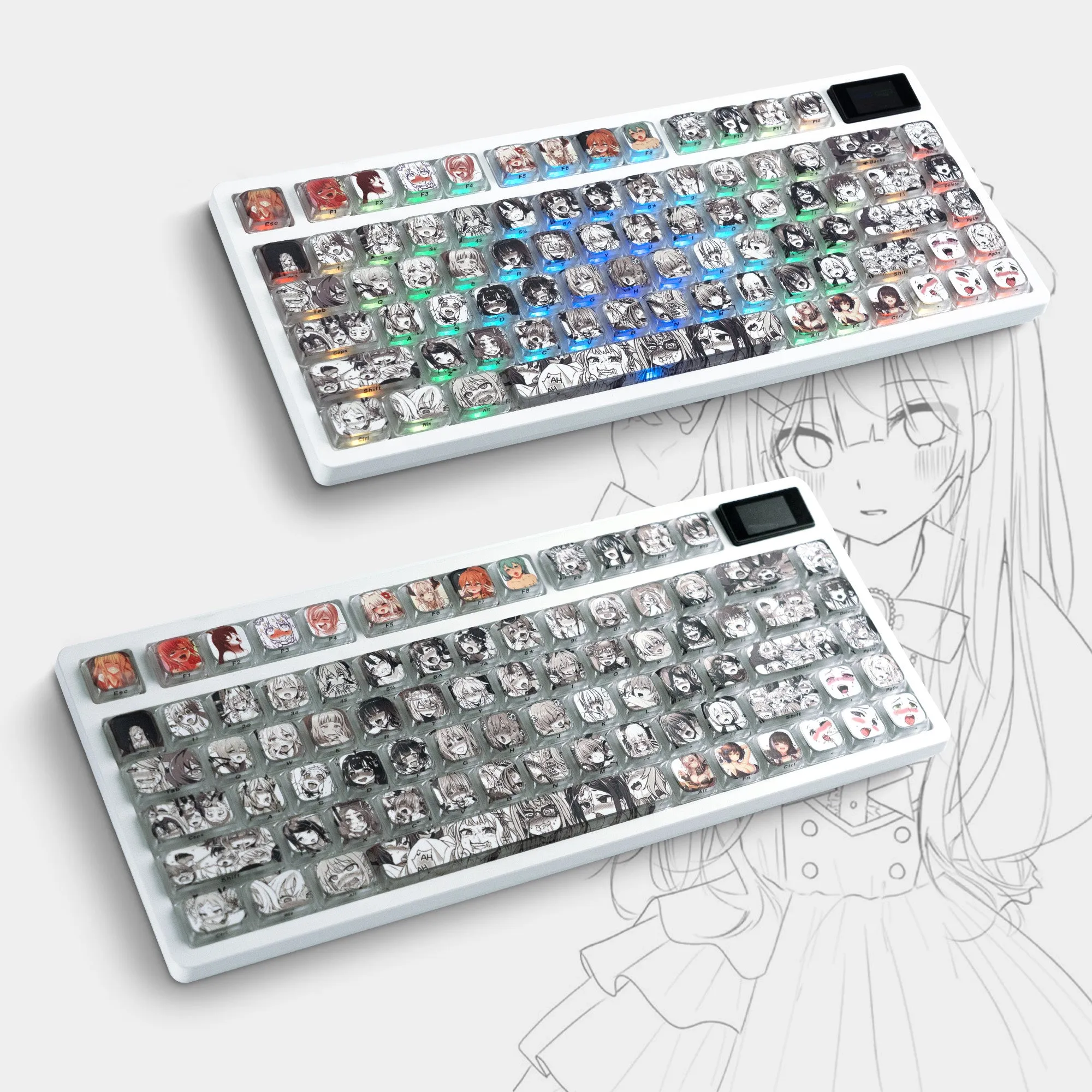 XVX Japanese Anime Theme Low Profile Side-Printed Legend Keycaps Set（118-keys）