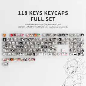 XVX Japanese Anime Theme Low Profile Side-Printed Legend Keycaps Set（118-keys）