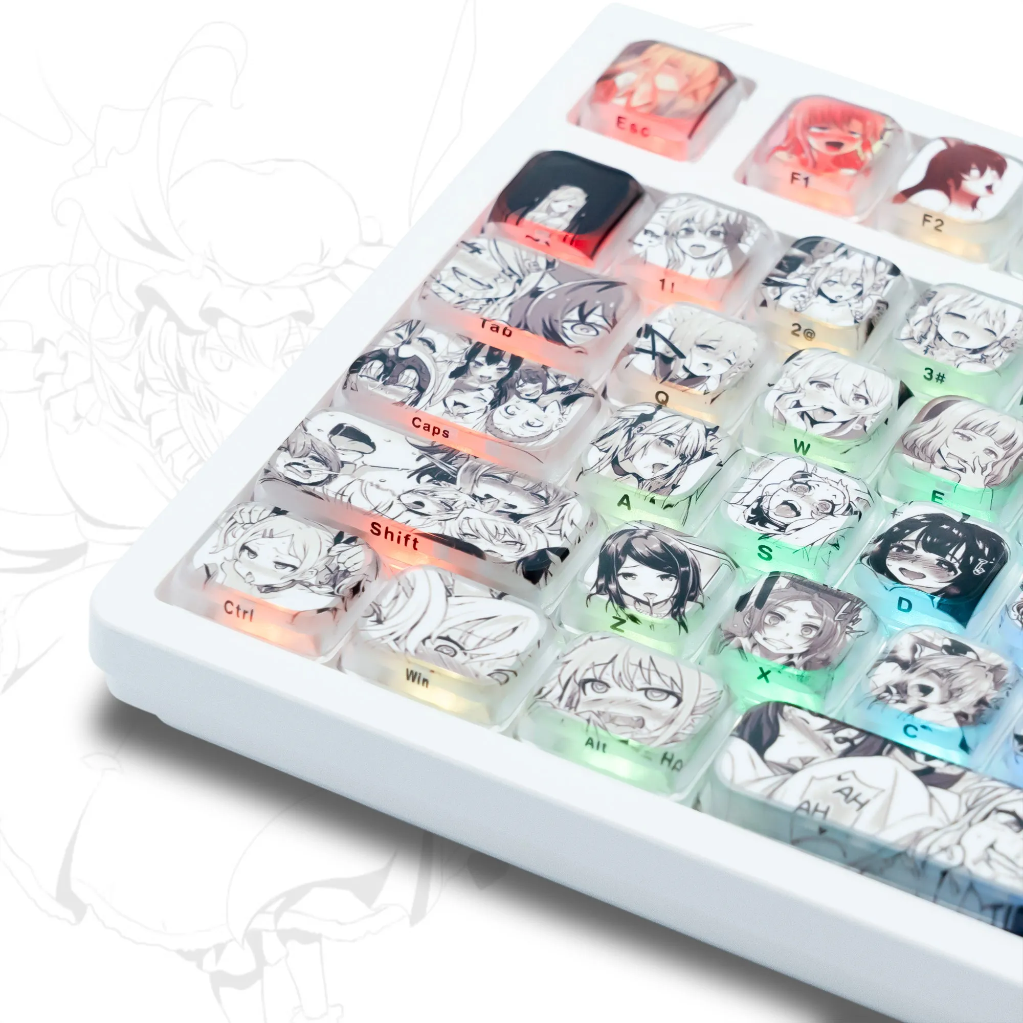 XVX Japanese Anime Theme Low Profile Side-Printed Legend Keycaps Set（118-keys）