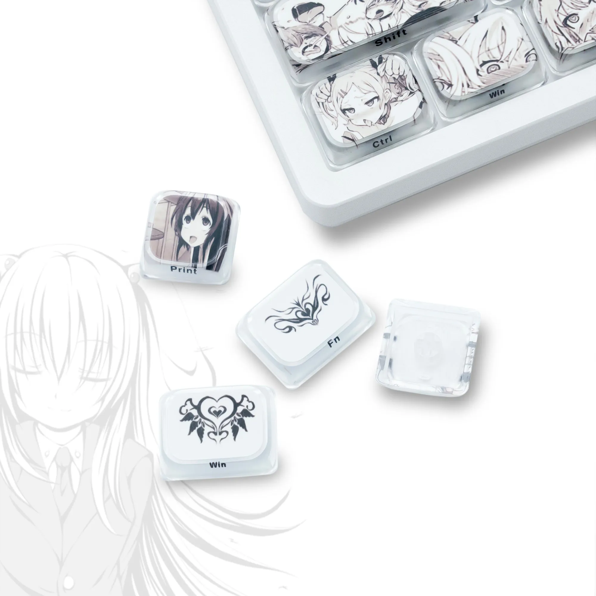 XVX Japanese Anime Theme Low Profile Side-Printed Legend Keycaps Set（118-keys）